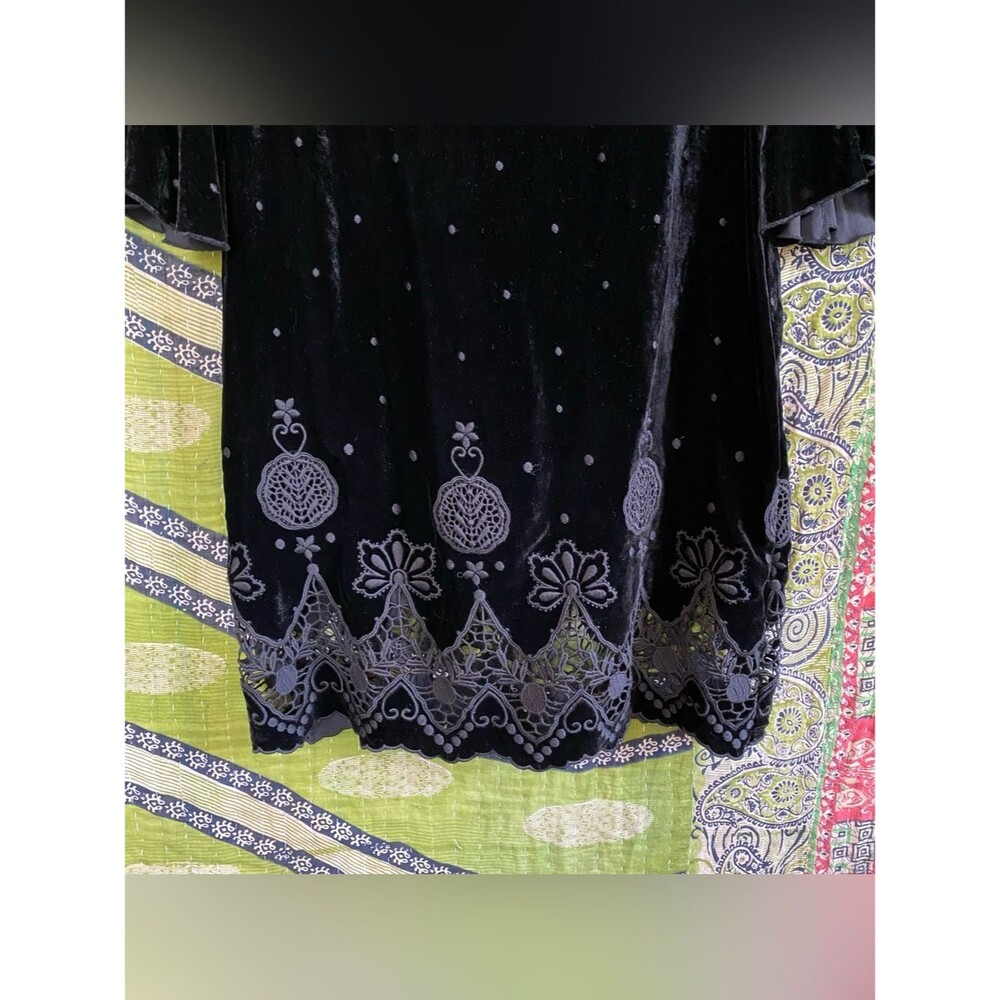 Johnny Was Love Black Roxanne Bohemian Velvet Whimsigoth Mini Dress Medium - Picture 5 of 14